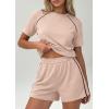 image:imagePRETTYGARDEN Shorts Sets Women 2 Piece Outfits Summer 2026 Matching Workout Athletic Clothing Casual Spring Travel LoungewearBeige