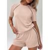image:imagePRETTYGARDEN Shorts Sets Women 2 Piece Outfits Summer 2026 Matching Workout Athletic Clothing Casual Spring Travel LoungewearBeige