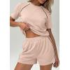 image:imagePRETTYGARDEN Shorts Sets Women 2 Piece Outfits Summer 2026 Matching Workout Athletic Clothing Casual Spring Travel LoungewearBeige