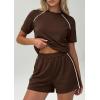 image:imagePRETTYGARDEN Shorts Sets Women 2 Piece Outfits Summer 2026 Matching Workout Athletic Clothing Casual Spring Travel LoungewearBrown