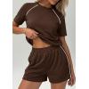 image:imagePRETTYGARDEN Shorts Sets Women 2 Piece Outfits Summer 2026 Matching Workout Athletic Clothing Casual Spring Travel LoungewearBrown