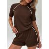 image:imagePRETTYGARDEN Shorts Sets Women 2 Piece Outfits Summer 2026 Matching Workout Athletic Clothing Casual Spring Travel LoungewearBrown