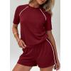 image:imagePRETTYGARDEN Shorts Sets Women 2 Piece Outfits Summer 2026 Matching Workout Athletic Clothing Casual Spring Travel LoungewearBurgundy