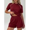 image:imagePRETTYGARDEN Shorts Sets Women 2 Piece Outfits Summer 2026 Matching Workout Athletic Clothing Casual Spring Travel LoungewearBurgundy
