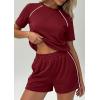 image:imagePRETTYGARDEN Shorts Sets Women 2 Piece Outfits Summer 2026 Matching Workout Athletic Clothing Casual Spring Travel LoungewearBurgundy