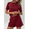 image:imagePRETTYGARDEN Shorts Sets Women 2 Piece Outfits Summer 2026 Matching Workout Athletic Clothing Casual Spring Travel LoungewearBurgundy