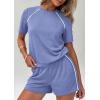 image:imagePRETTYGARDEN Shorts Sets Women 2 Piece Outfits Summer 2026 Matching Workout Athletic Clothing Casual Spring Travel LoungewearLight Blue