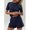 image:imagePRETTYGARDEN Shorts Sets Women 2 Piece Outfits Summer 2026 Matching Workout Athletic Clothing Casual Spring Travel LoungewearNavy Blue