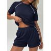 image:imagePRETTYGARDEN Shorts Sets Women 2 Piece Outfits Summer 2026 Matching Workout Athletic Clothing Casual Spring Travel LoungewearNavy Blue