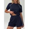 image:imagePRETTYGARDEN Shorts Sets Women 2 Piece Outfits Summer 2026 Matching Workout Athletic Clothing Casual Spring Travel LoungewearNavy Blue