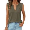 image:imagePRETTYGARDEN Sleeveless Tops for Women 2026 Summer Dressy Tank Tops Cute V Neck Ruffle Blouses Spring Work Office ShirtsArmy Green