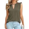 image:imagePRETTYGARDEN Sleeveless Tops for Women 2026 Summer Dressy Tank Tops Cute V Neck Ruffle Blouses Spring Work Office ShirtsArmy Green