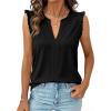 image:imagePRETTYGARDEN Sleeveless Tops for Women 2026 Summer Dressy Tank Tops Cute V Neck Ruffle Blouses Spring Work Office ShirtsBlack