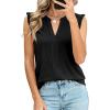 image:imagePRETTYGARDEN Sleeveless Tops for Women 2026 Summer Dressy Tank Tops Cute V Neck Ruffle Blouses Spring Work Office ShirtsBlack