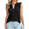 image:imagePRETTYGARDEN Sleeveless Tops for Women 2026 Summer Dressy Tank Tops Cute V Neck Ruffle Blouses Spring Work Office ShirtsBlack