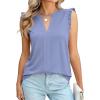 image:imagePRETTYGARDEN Sleeveless Tops for Women 2026 Summer Dressy Tank Tops Cute V Neck Ruffle Blouses Spring Work Office ShirtsBlue