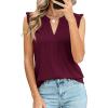image:imagePRETTYGARDEN Sleeveless Tops for Women 2026 Summer Dressy Tank Tops Cute V Neck Ruffle Blouses Spring Work Office ShirtsBurgundy