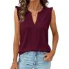 image:imagePRETTYGARDEN Sleeveless Tops for Women 2026 Summer Dressy Tank Tops Cute V Neck Ruffle Blouses Spring Work Office ShirtsBurgundy