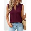 image:imagePRETTYGARDEN Sleeveless Tops for Women 2026 Summer Dressy Tank Tops Cute V Neck Ruffle Blouses Spring Work Office ShirtsBurgundy