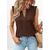 image:imagePRETTYGARDEN Sleeveless Tops for Women 2026 Summer Dressy Tank Tops Cute V Neck Ruffle Blouses Spring Work Office ShirtsDark Brown