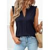 image:imagePRETTYGARDEN Sleeveless Tops for Women 2026 Summer Dressy Tank Tops Cute V Neck Ruffle Blouses Spring Work Office ShirtsNavy
