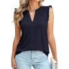 image:imagePRETTYGARDEN Sleeveless Tops for Women 2026 Summer Dressy Tank Tops Cute V Neck Ruffle Blouses Spring Work Office ShirtsNavy