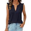 image:imagePRETTYGARDEN Sleeveless Tops for Women 2026 Summer Dressy Tank Tops Cute V Neck Ruffle Blouses Spring Work Office ShirtsNavy