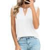 image:imagePRETTYGARDEN Sleeveless Tops for Women 2026 Summer Dressy Tank Tops Cute V Neck Ruffle Blouses Spring Work Office ShirtsWhite