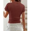 image:imagePRETTYGARDEN Summer Tops for Women 2026 Short Sleeve Lace Trim Slim Fitted Henley Tee Shirts Y2K Fashion ClothingBrick Red