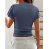 image:imagePRETTYGARDEN Summer Tops for Women 2026 Short Sleeve Lace Trim Slim Fitted Henley Tee Shirts Y2K Fashion ClothingDusty Blue
