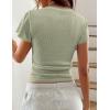 image:imagePRETTYGARDEN Summer Tops for Women 2026 Short Sleeve Lace Trim Slim Fitted Henley Tee Shirts Y2K Fashion ClothingSage Green