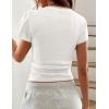 image:imagePRETTYGARDEN Summer Tops for Women 2026 Short Sleeve Lace Trim Slim Fitted Henley Tee Shirts Y2K Fashion ClothingWhite