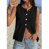 image:imagePRETTYGARDEN Sweater Vest Women 2026 Summer Sleeveless Cardigans Trendy Knit Vest Top Button Down Spring Sweater TopsBlack