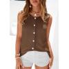image:imagePRETTYGARDEN Sweater Vest Women 2026 Summer Sleeveless Cardigans Trendy Knit Vest Top Button Down Spring Sweater TopsBrown