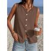 image:imagePRETTYGARDEN Sweater Vest Women 2026 Summer Sleeveless Cardigans Trendy Knit Vest Top Button Down Spring Sweater TopsBrown