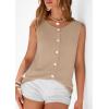 image:imagePRETTYGARDEN Sweater Vest Women 2026 Summer Sleeveless Cardigans Trendy Knit Vest Top Button Down Spring Sweater TopsKhaki