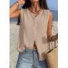 image:imagePRETTYGARDEN Sweater Vest Women 2026 Summer Sleeveless Cardigans Trendy Knit Vest Top Button Down Spring Sweater TopsKhaki