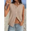 image:imagePRETTYGARDEN Sweater Vest Women 2026 Summer Sleeveless Cardigans Trendy Knit Vest Top Button Down Spring Sweater TopsKhaki