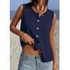 image:imagePRETTYGARDEN Sweater Vest Women 2026 Summer Sleeveless Cardigans Trendy Knit Vest Top Button Down Spring Sweater TopsNavy Blue