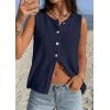 image:imagePRETTYGARDEN Sweater Vest Women 2026 Summer Sleeveless Cardigans Trendy Knit Vest Top Button Down Spring Sweater TopsNavy Blue