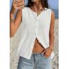 image:imagePRETTYGARDEN Sweater Vest Women 2026 Summer Sleeveless Cardigans Trendy Knit Vest Top Button Down Spring Sweater TopsWhite