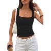image:imagePRETTYGARDEN Tank Tops for Women 2026 Summer Sleeveless Square Neck Double Lined Tops Spring Ruched Going Out Y2K ClothesBlack