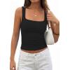 image:imagePRETTYGARDEN Tank Tops for Women 2026 Summer Sleeveless Square Neck Double Lined Tops Spring Ruched Going Out Y2K ClothesBlack