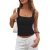 image:imagePRETTYGARDEN Tank Tops for Women 2026 Summer Sleeveless Square Neck Double Lined Tops Spring Ruched Going Out Y2K ClothesBlack
