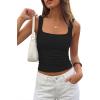 image:imagePRETTYGARDEN Tank Tops for Women 2026 Summer Sleeveless Square Neck Double Lined Tops Spring Ruched Going Out Y2K ClothesBlack