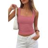 image:imagePRETTYGARDEN Tank Tops for Women 2026 Summer Sleeveless Square Neck Double Lined Tops Spring Ruched Going Out Y2K ClothesDusty Pink