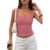 image:imagePRETTYGARDEN Tank Tops for Women 2026 Summer Sleeveless Square Neck Double Lined Tops Spring Ruched Going Out Y2K ClothesDusty Pink