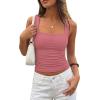 image:imagePRETTYGARDEN Tank Tops for Women 2026 Summer Sleeveless Square Neck Double Lined Tops Spring Ruched Going Out Y2K ClothesDusty Pink