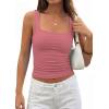 image:imagePRETTYGARDEN Tank Tops for Women 2026 Summer Sleeveless Square Neck Double Lined Tops Spring Ruched Going Out Y2K ClothesDusty Pink