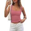 image:imagePRETTYGARDEN Tank Tops for Women 2026 Summer Sleeveless Square Neck Double Lined Tops Spring Ruched Going Out Y2K ClothesDusty Pink